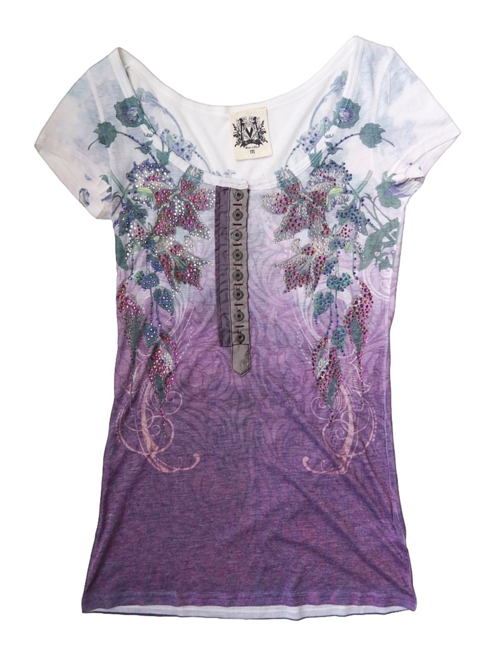 Miss Me Ethereal Rhinestone Embellished Sheer Top
